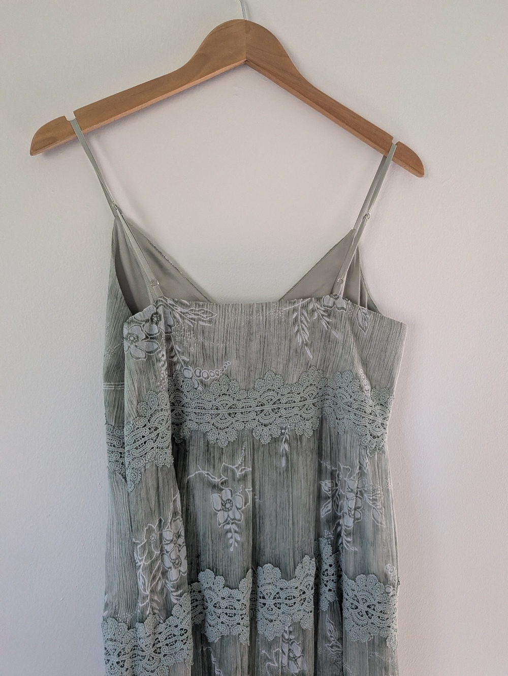Anthropologie BHLDN Joni Silk Lace Maxi Dress Gown Green - Picture 8 of 11